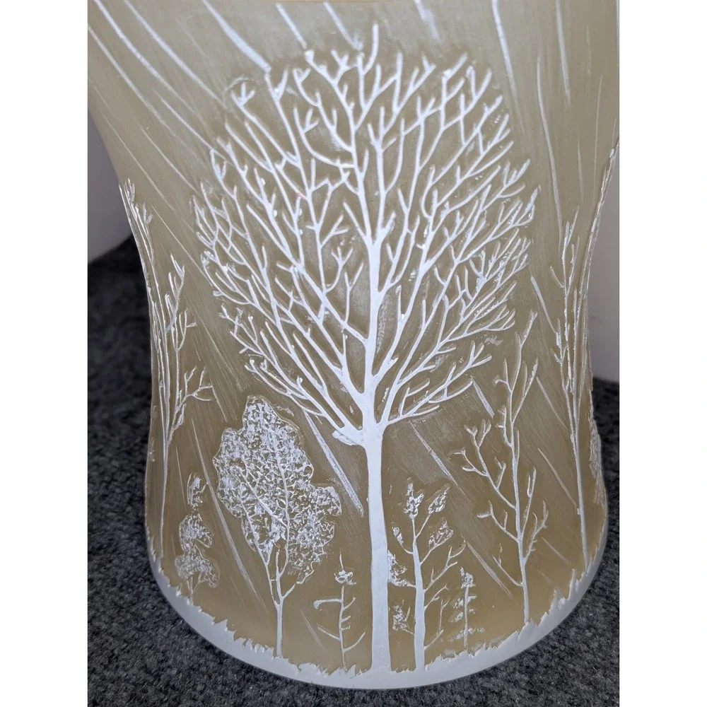 Heavy Resin Bathroom Office Waste Basket Trashcan 3-D Trees Forest Winter CHIP**